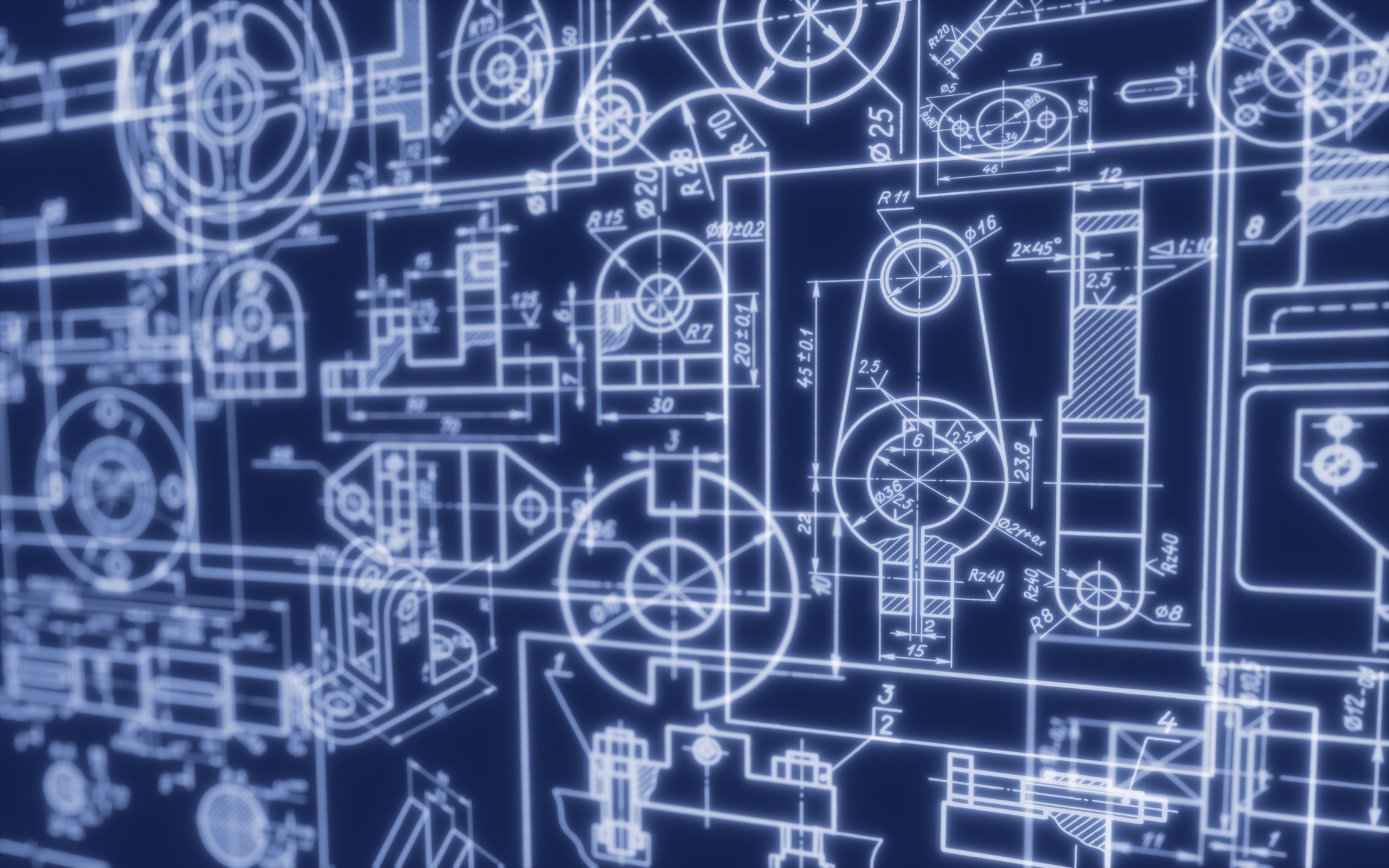 Background featuring industrial machine blueprints